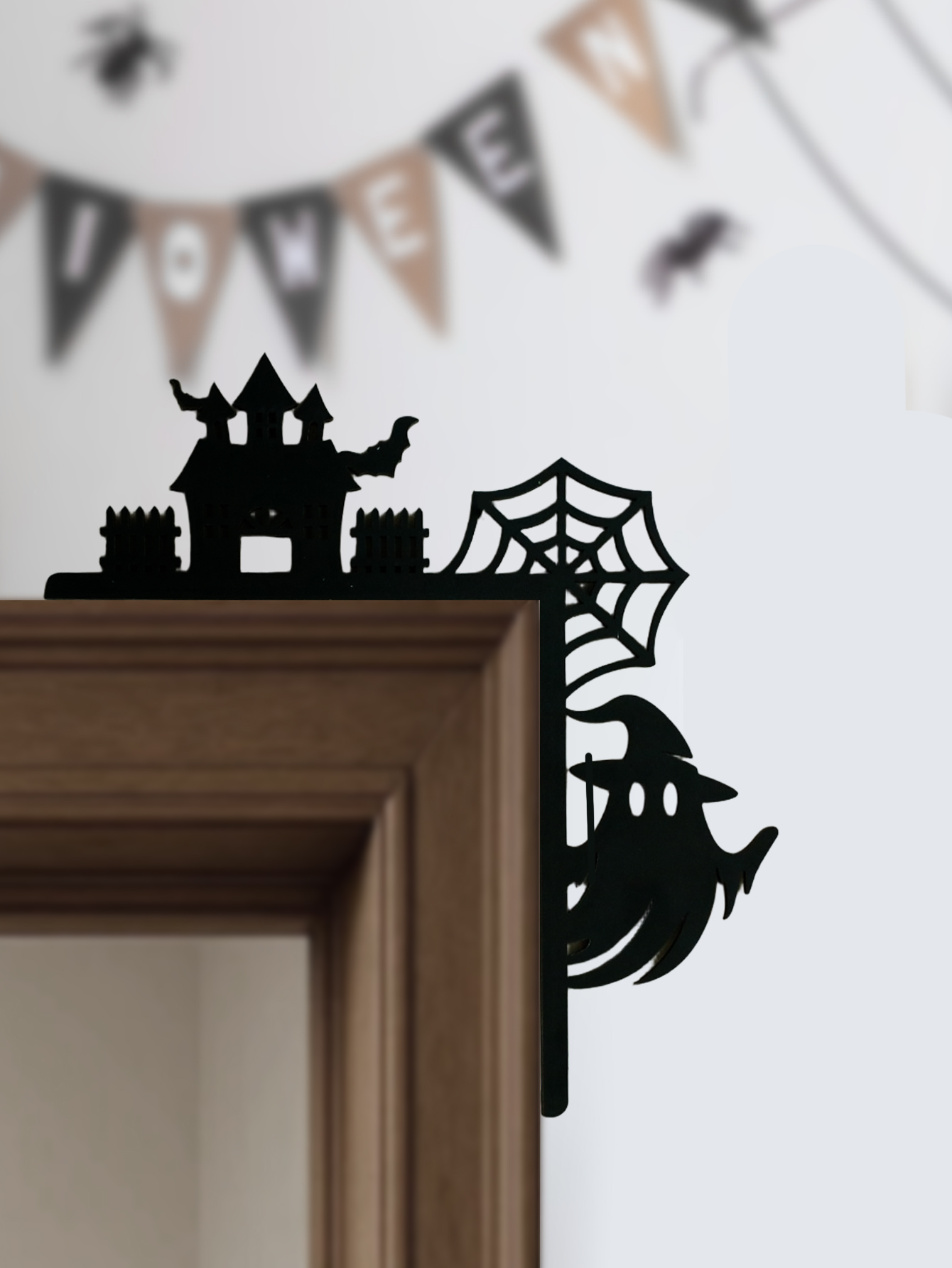 Wooden Halloween Door Corner D - Spider Web Halloween Decoration ulasan dan harga