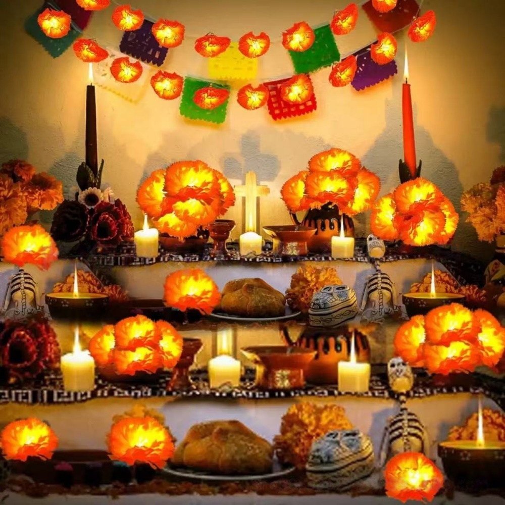Marigold Flower LED String Lig - Halloween Led String Lights Orange ulasan dan harga