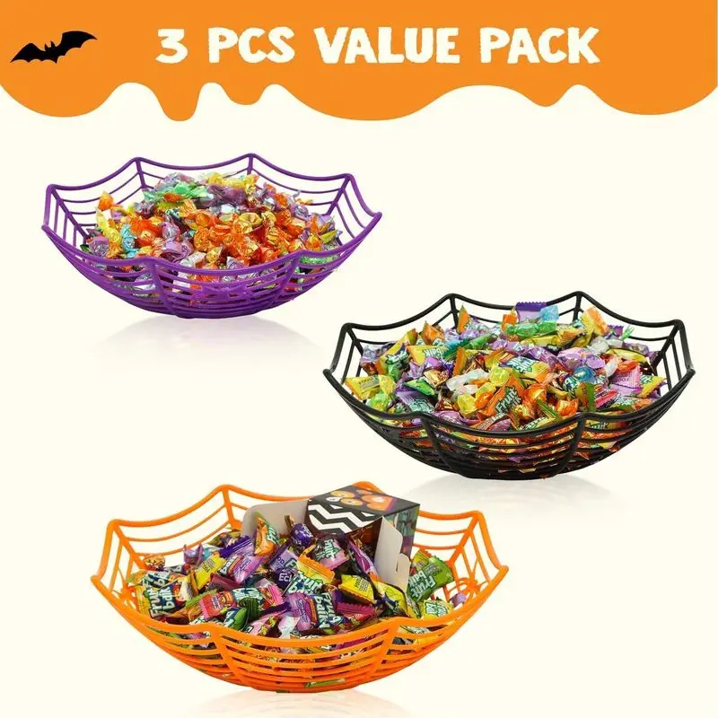 1/3 Pcs Halloween Candy Bowl S - Spider Web Halloween Decoration ulasan dan harga