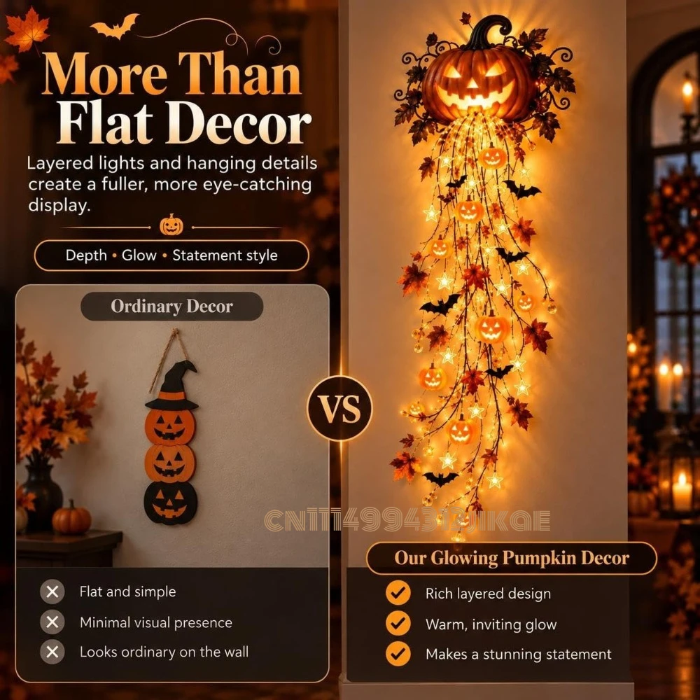 Elegant Halloween Cascade Wall - Halloween Led String Lights Orange ulasan dan harga