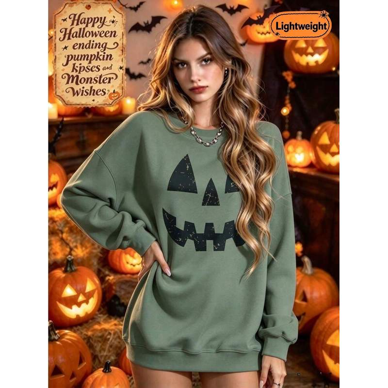 Women’s Plus-Size Halloween Pu - Pumpkin Lantern Halloween ulasan dan harga