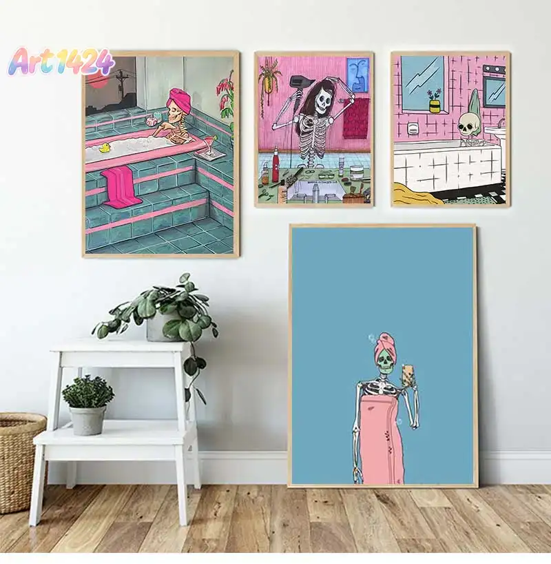 Skeleton Canvas Print and Post - Halloween Skeleton Decoration ulasan dan harga